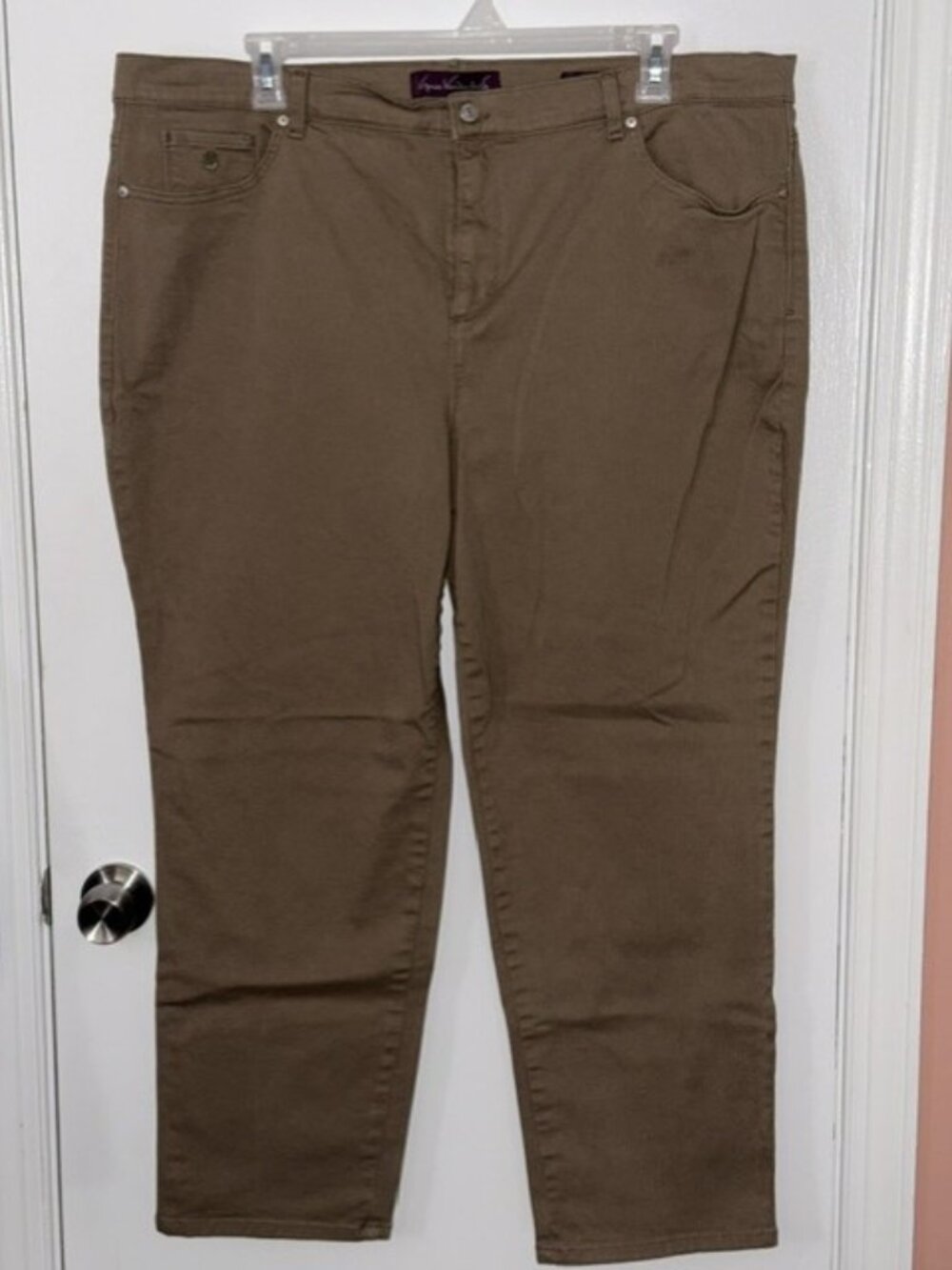 Gloria Vanderbilt Amanda High Rise Straight Leg Jeans Brown Plus Size 22W Avg
